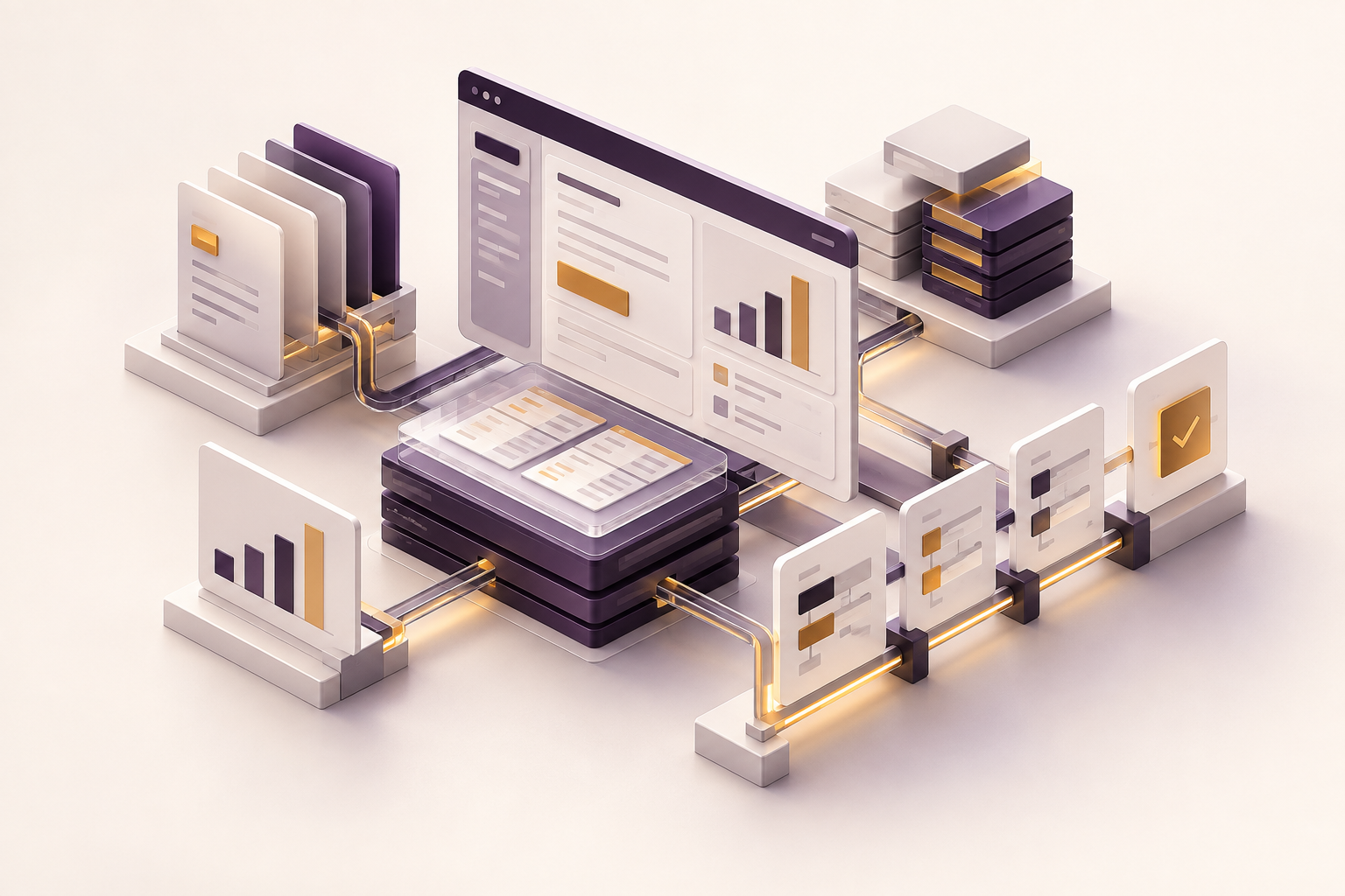 Ambiente de software sob medida com painéis, dados e fluxos integrados